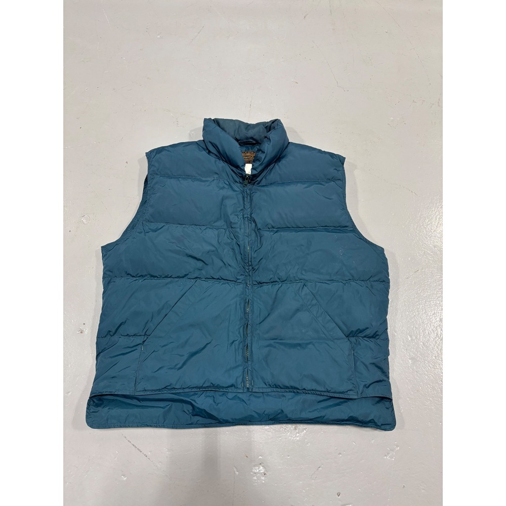 Eddie Bauer Vintage Goose Down Puffer‎ Vest Mens Large Teal Blue Nylon Full Zip